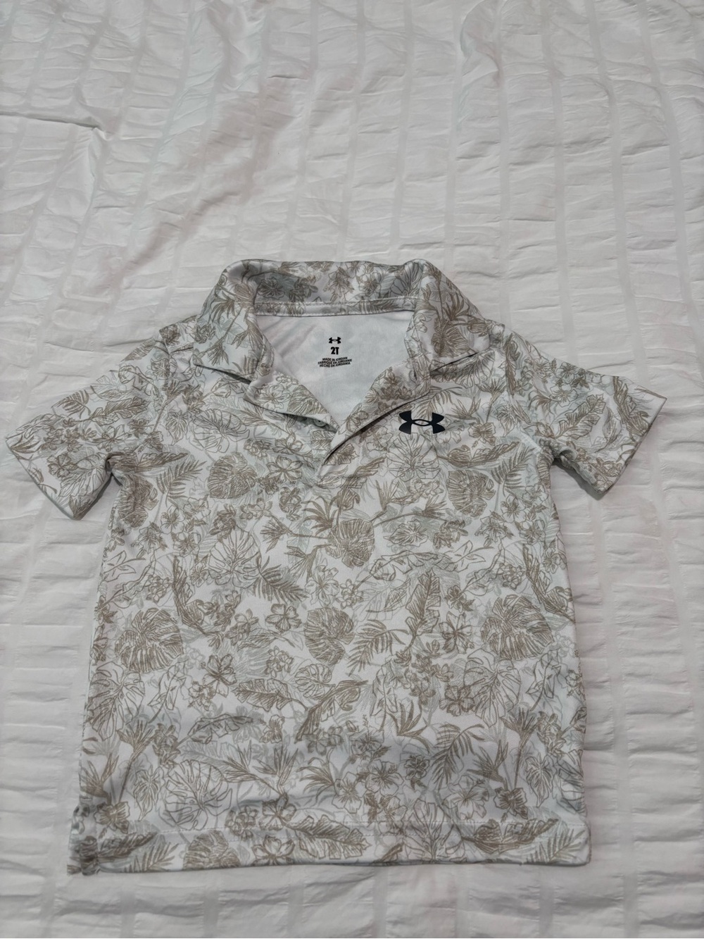 Under Armour White Polo with Tan Floral Print